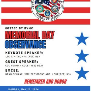 Memorial Day Observance at Veterans Memorial Center