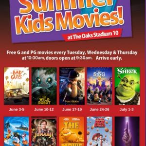 Premiere Oaks 10: Free Summer Movies